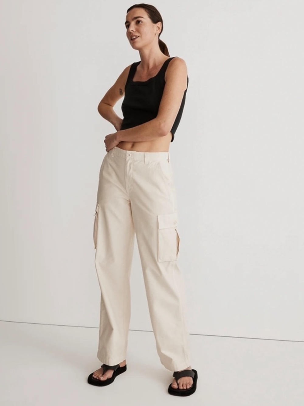 NWT Madewell Garment-Dyed Low-Slung Straight Cargo Pants Vintage Linen